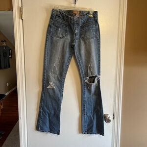 Vintage Abercrombie and Fitch Distressed Bell Bottom Flare ripped Denim jeans